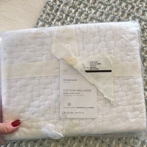 Pottery Barn New Cotton Melange Standard Pillowcase - White